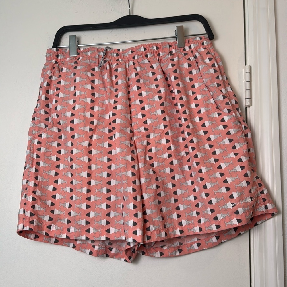EUC Columbia PFG Omni Shade Swim Trunk Shorts Pink Fish Mesh Lined Size Medium